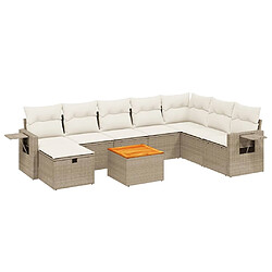 vidaXL Salon de jardin avec coussins 9 pcs beige résine tressée