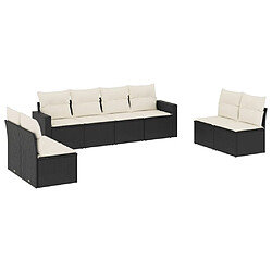 vidaXL Salon de jardin 8 pcs avec coussins noir résine tressée