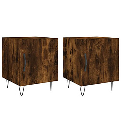 Maison Chic Lot de 2 Tables de chevet - Tables de Nuit chêne fumé 40x40x50 cm bois d'ingénierie