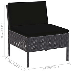 vidaXL Salon de jardin 5 pcs avec coussins résine tressée noir pas cher