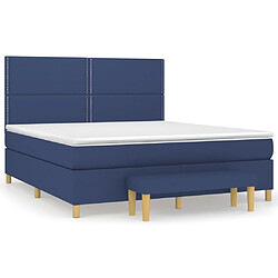 vidaXL Sommier à lattes de lit avec matelas Bleu 160x200 cm Tissu