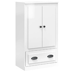 vidaXL Buffet haut blanc brillant 60x35,5x103,5 cm bois d'ingénierie