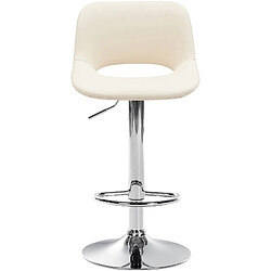 Decoshop26 Tabouret de bar chaise haute x1 avec repose-pieds en PVC crème piètement métallique chromé 10_0004581 pas cher