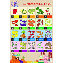 Poster pédagogique - Les nombres de 1 à 20 - 52 x 76 cm