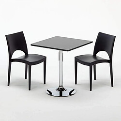 Avis Grand Soleil Table Noir et 2 Chaises Colorées Polypro