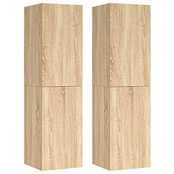 Maison Chic Meubles TV 2 pcs | Banc TV Moderne pour salon | Meuble de Rangement Chêne sonoma 30,5x30x110 cm Aggloméré -MN41121