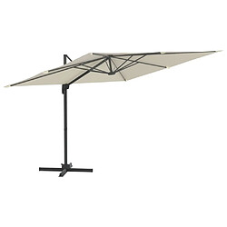 Helloshop26 Parasol meuble de jardin cantilever à led 400 x 300 cm blanc sable 02_0008166