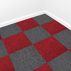 Monstershop 40 Dalles de 50cm x 50cm (10m²), Dalle de Moquette Couleur Charbon Noir & Rouge Écarlate