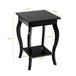 Helloshop26 Table d'appoint bout de canapé 2 niveaux table de chevet carrée avec patins antidérapants pour chambre salon 40 x 40 x 60 cm noir 20_0006825