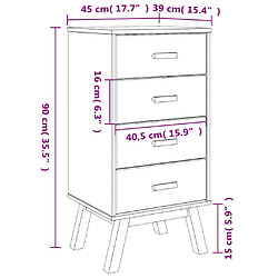 vidaXL Table de chevet OLDEN gris et marron bois de pin solide pas cher