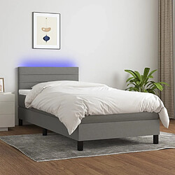 Sommier à lattes et LED,Cadre à lattes de lit avec matelas pour Adulte Gris foncé 90x190cm -MN31247