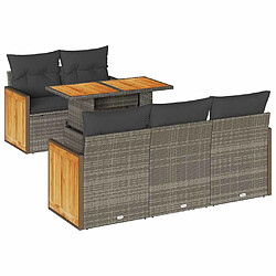 vidaXL Salon de jardin avec coussins 6 pcs gris résine tressée acacia