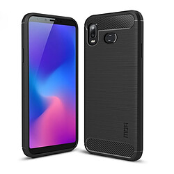 Wewoo Coque en TPU fibre de carbone Texture brossée pour Galaxy A6 + (2018) (Noir)