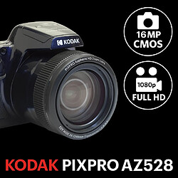 KODAK Pixpro AZ528 + Carte Mémoire SD 32 Go - Appareil Photo Bridge 16 MP, Zoom 52X, Full HD, 85MB/s Lecture, 25MB/s Écriture - Bleu Nuit - Noir