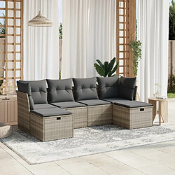 vidaXL Salon de jardin 6 pcs avec coussins gris clair résine tressée