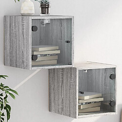 Maison Chic Lot de 2 Tables de Chevet et portes vitrées - Tables de Nuit sonoma gris 35x37x35cm