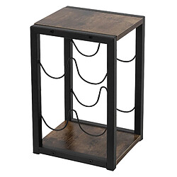 ML DESIGN MODERN LIVING Casier à vin 4 bouteilles rangement porte-bouteille noir/aspect bois MDF/métal