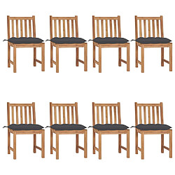 Maison Chic Lot de 8 Chaises de jardin avec coussins | Fauteuil chaises d'extérieur Bois de teck massif -GKD17507