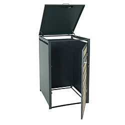 Acheter Decoshop26 Abri poubelle un compartiment pour une ou deux poubelles en métal anthracite or 04_0006991