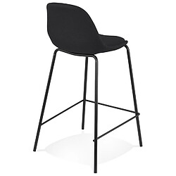 Acheter Alterego Tabouret snack mi-hauteur 'BULMA MINI' en tissu noir et pied en métal noir