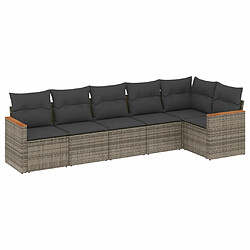 vidaXL Salon de jardin 6 pcs avec coussins gris résine tressée