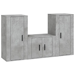 vidaXL Ensemble de meubles TV 3 pcs Gris béton Bois d'ingénierie