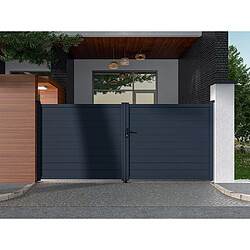 Vente-Unique Portail battant aluminium plein L397 x H181 cm anthracite - NAZARIO