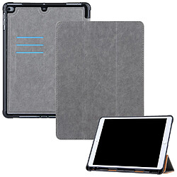 Etui en PU avec support tripliure et porte-stylo gris pour votre Apple iPad 9.7 pouces (2018)/(2017)/Air 2/Air (2013)