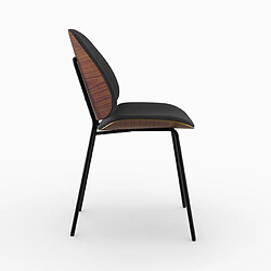 Rendez Vous Deco Chaise Coccinelle en velours noir et bois pas cher