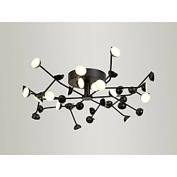 Inspired Plafonnier 36 Lumières, Rond 74cm, LED 100W, 3000K, 7250lm, Noir, 3 ans de Garantie