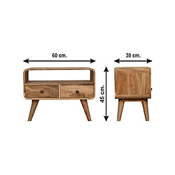 Artisan Furniture Unité de médias mini en bois massif chêne courbée avec 2 tiroirs, salon ou zone TV pas cher