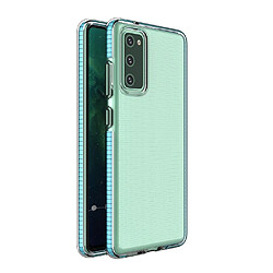 Ozzzo housse de protection en gel tpu transparent spring coque avec cadre colore pour samsung galaxy a72 4g bleu clair