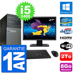 PC Tour Dell 390 MT Ecran 27" i5-2400 RAM 8Go Disque 2To HDMI Windows 10 Wifi - Occasion