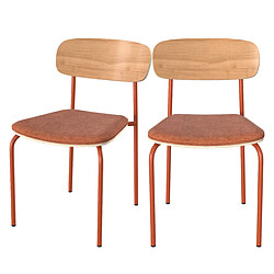 Rendez Vous Deco Chaise Alba en bois et tissu terracotta (lot de 2)