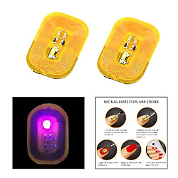 2Pcs NFC Puce Nail Art Autocollant Conseils Lumière Scintillation Decal Violet Lumière