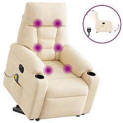 vidaXL Fauteuil inclinable de massage électrique beige microfibres