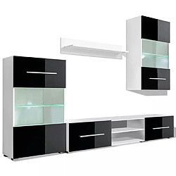 Helloshop26 Meuble télé buffet tv télévision design pratique mural 5 pièces avec éclairage led noir 2502198