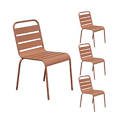 Mes Ensemble table de jardin + 4 chaises en métal terracotta - BACA pas cher