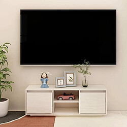 Maison Chic Meuble TV scandinave - Banc TV pour salon Blanc 110x30x40 cm Bois de pin massif -MN25046