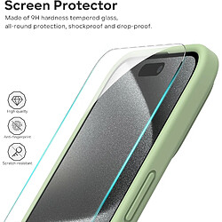 Coque Silicone Verte + Verre Trempe Pour iPhone 15 Little Boutik®