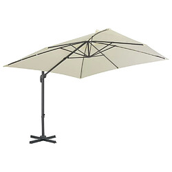 Helloshop26 Parasol meuble de jardin en porte-à-faux avec mât en aluminium 300 x 300 cm sable 02_0008615