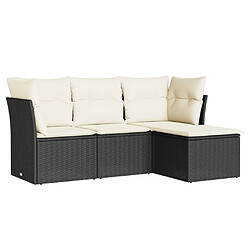 Maison Chic Ensemble de 4 Tables et chaises d'extérieur avec coussins,Salon de jardin noir résine tressée -GKD260300