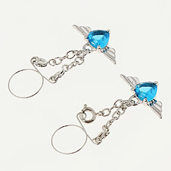 1 paire de cristal ange aile coeur pendre faux anneau de corps bijoux de corps bleu