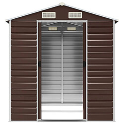 Acheter Helloshop26 Abri de jardin cabane cabanon maison de stockage remise extérieur hangar outils robuste 191 x 215 x 198 cm acier galvanisé marron 02_0022269