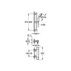 GROHE Ensemble de douche thermostatique Precision Trend - Chromé