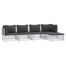 Avis Maison Chic Salon de jardin 5 pcs avec coussins - Table et chaises d'extérieur - Mobilier/Meubles de jardin Moderne blanc acier -MN43053