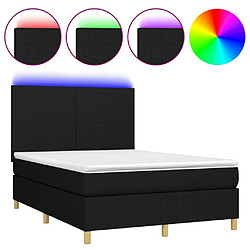 Maison Chic Lit adulte- Lit + matelas,Sommier à lattes de lit et matelas et LED Noir 140x190 cm Tissu -GKD12380