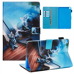 Etui en PU impression reflet du chat et du tigre pour votre Samsung Galaxy Tab A 8.0 LTE (2019) SM-T290/SM-T295