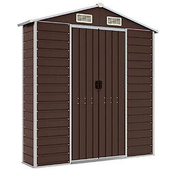 Helloshop26 Abri de jardin cabane cabanon maison de stockage remise extérieur hangar outils robuste 191 x 385 x 198 cm acier galvanisé marron 02_0022271 pas cher