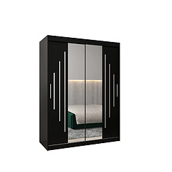 Abiks Meble Armoire YORK 1 À Portes Coulissantes 200/150/62 2 Portes (Noir/Noir)